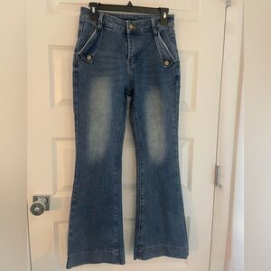 MOTF Women's Blue Flared Jeans - S